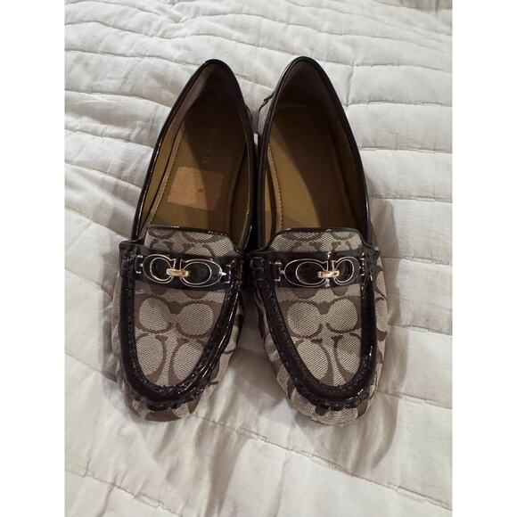 Coach Fortunata loafers brown gold hardware sz 8 - Picture 1 of 7